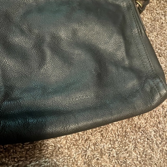 Fossil Emma Crossbody Purse Black Pebbled Leather Bag - Picture 7 of 14
